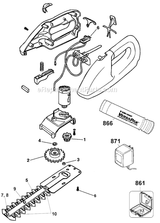 Page A Diagram and Parts List for VP410 Type 1 Black and Decker Hedge Trimmer